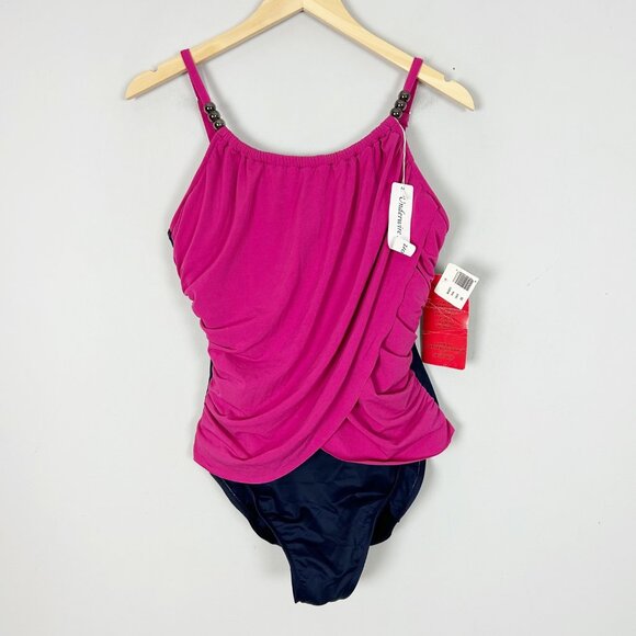 NEW Magicsuit by Miraclesuit One Piece Draped Swim Suit Size 16 Women's - Picture 1 of 5